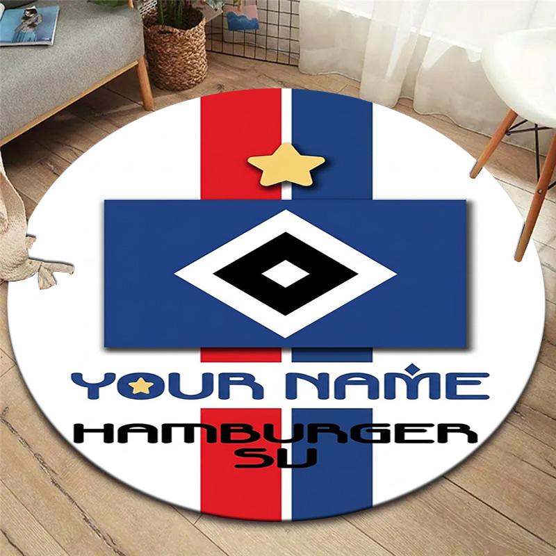 Blue Diamond Emblem Custom Name Round Area Rug Carpet Rug For Living Room Bedroom Sofa Playroom Decor Nonslip Floor Mat