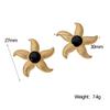 Waterproof New Stainless Steel Stud Earrings Women's Ocean Series Vacation Wind Starfish Dripping Oil 18k Gold Earrings
