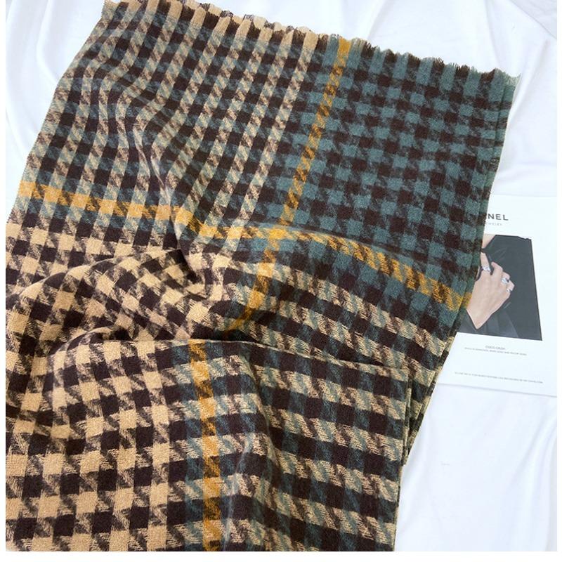 Scarf Women's Winter New Imitation Cashmere Thousand Birds Plaid Scarf Thickened Versatile Warm Shawl