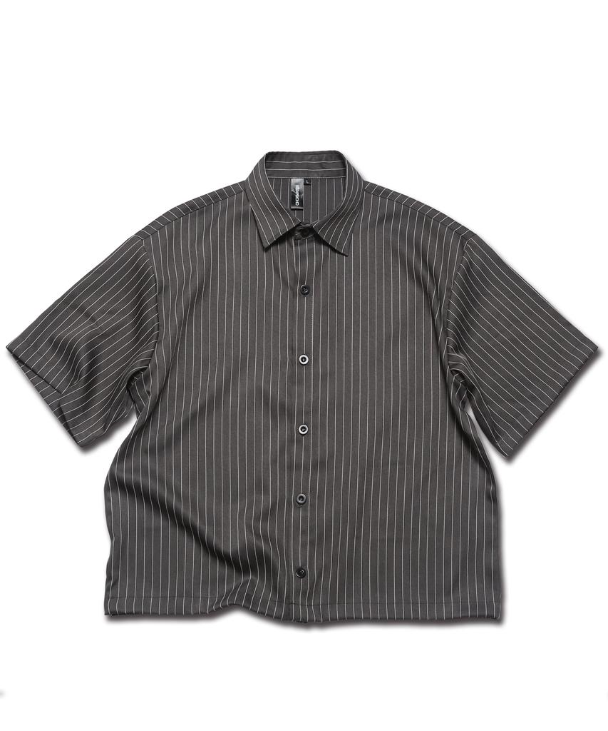 ROCKPSYCHO Crop Pinstripe Shirt - Gray