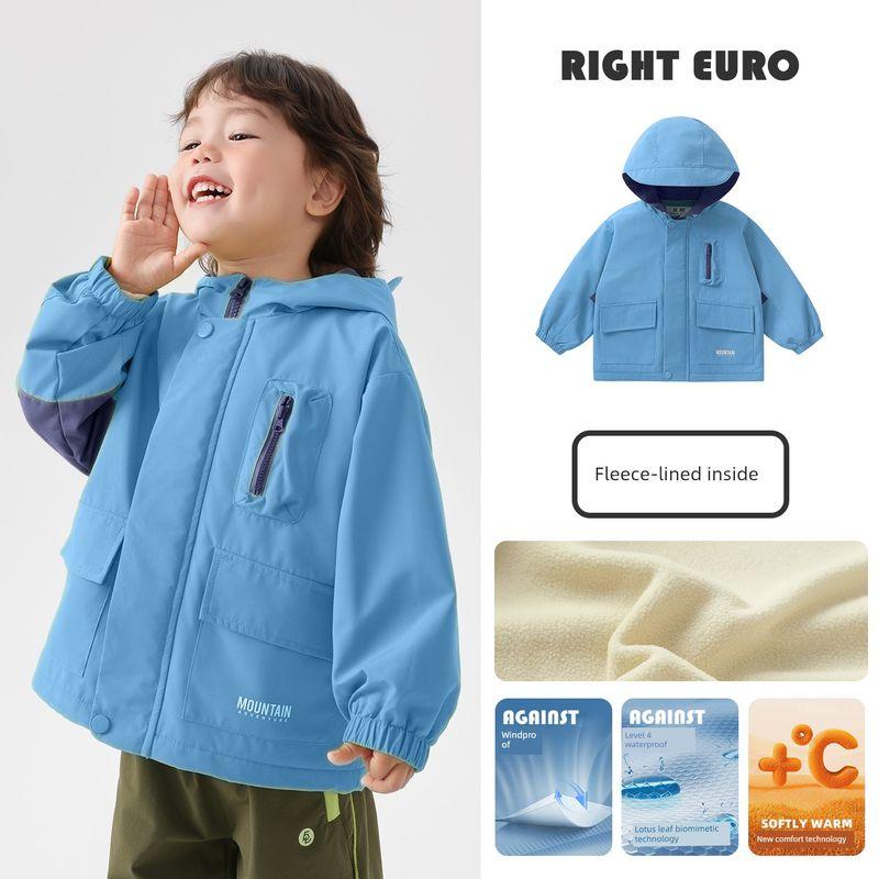 Right-Ou European-Style Boys  Outdoor Windproof and Waterproof Jacket, Spring and Autumn 2026 New Children s Clothing, Kids  Windproof Jacket Blue 90cm