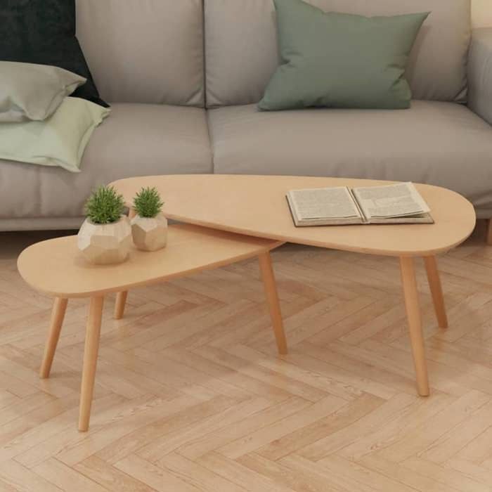Tables basses en bois de pin massif - VIDAXL - Style scandinave - Marron - 244733
