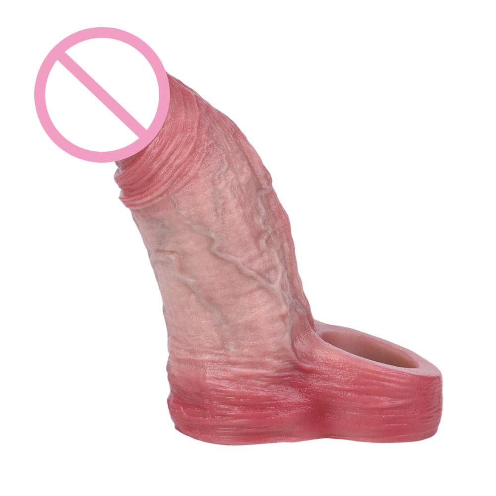 ORALSX Kleine Größe Penisverlängerer 5 Zoll Gliedmanschette Wiederverwendbare Kondom Hohl Dildo Silikon Penisverlängerer für Männer Kleiner Penis