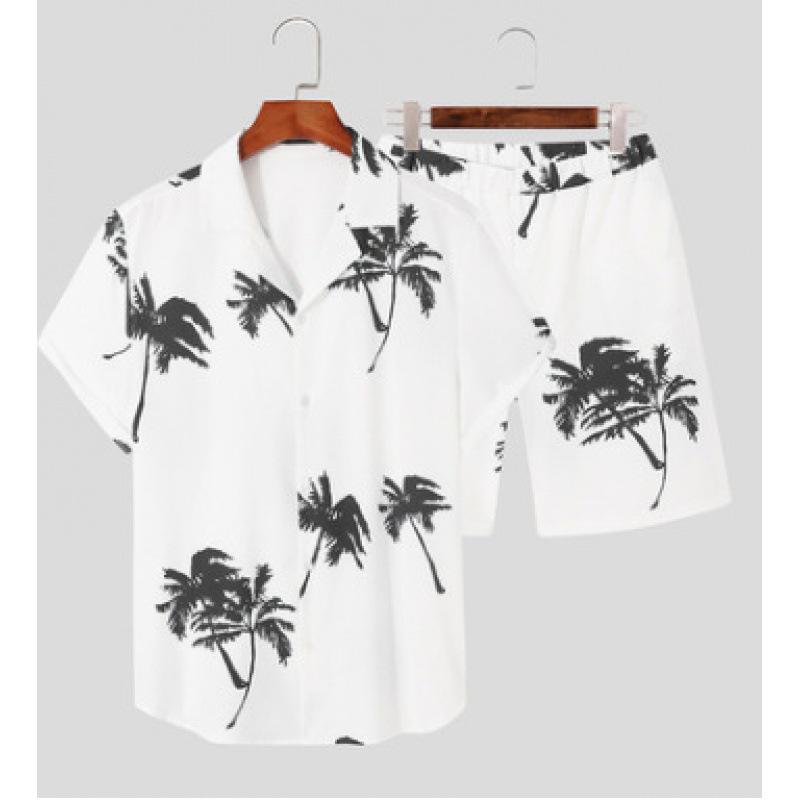 Men's 3D Print Hawaiian Shirt & Shorts Set - Casual Beachwear