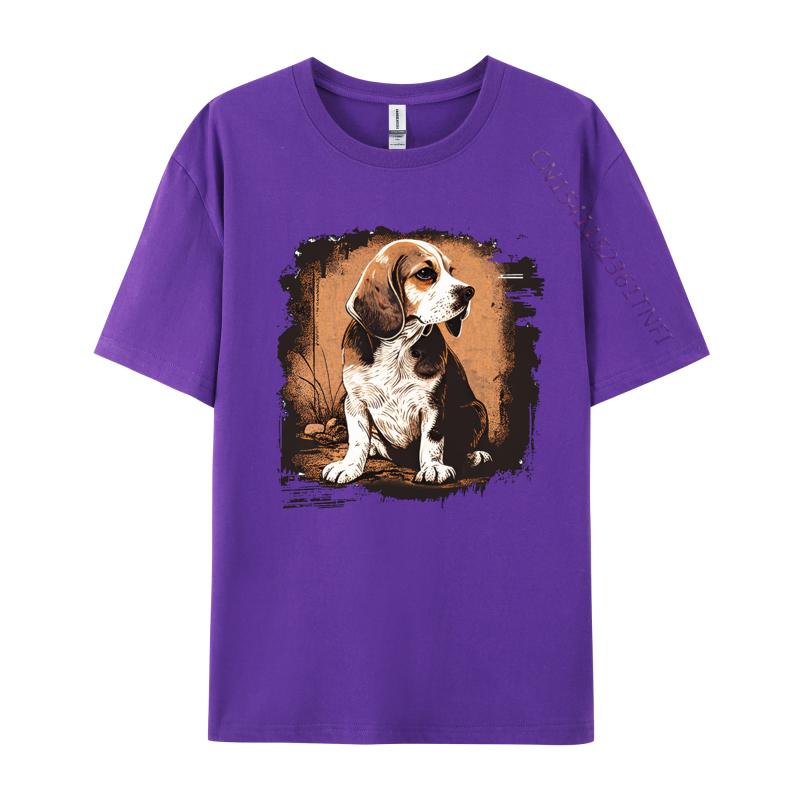 Beagle Dog Vintage T-shirt For  Party Funny Tee T-Shirt Tops & Tees Designer Cotton  Teeshirt Casual