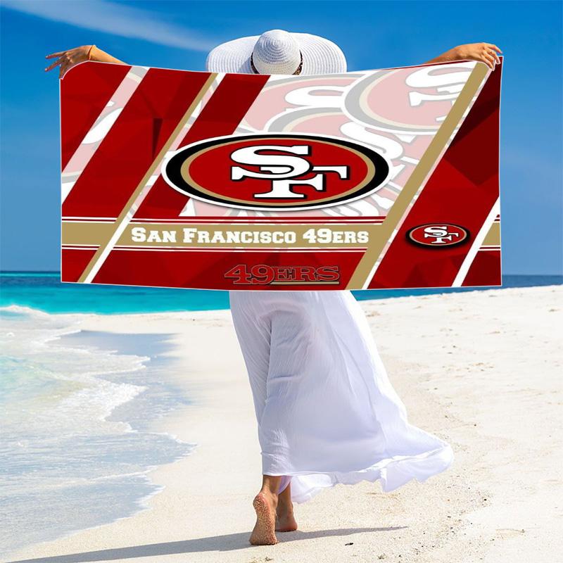 SF 49ers Print Beach Towel, Large Soft Quick Dry Towel for Beach Camping Swimming