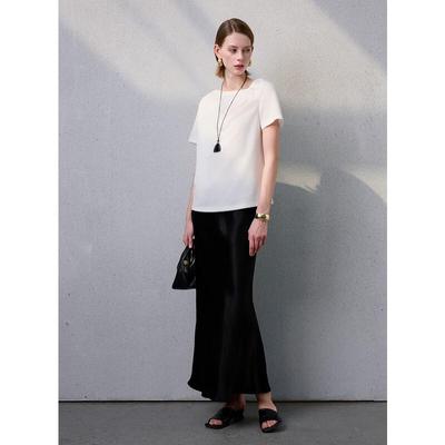 Sancai 2025 Summer Lyocell Asymmetric Pleated Short Sleeve T-shirt
