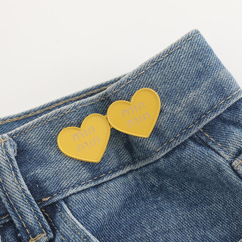 

2 шт., регулируемая джинсовая пуговица в форме сердца, пряжка на талии, удлинитель для брюк, сменные застежки на пуговицах для джинсов