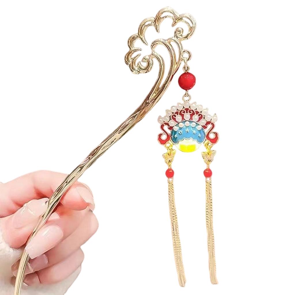 Chinese Style Flower Hairpin Female Creative Lotus Lantern Tassel Hairpin Retro Metal Hair Accessories Hanfu Hair Accessories