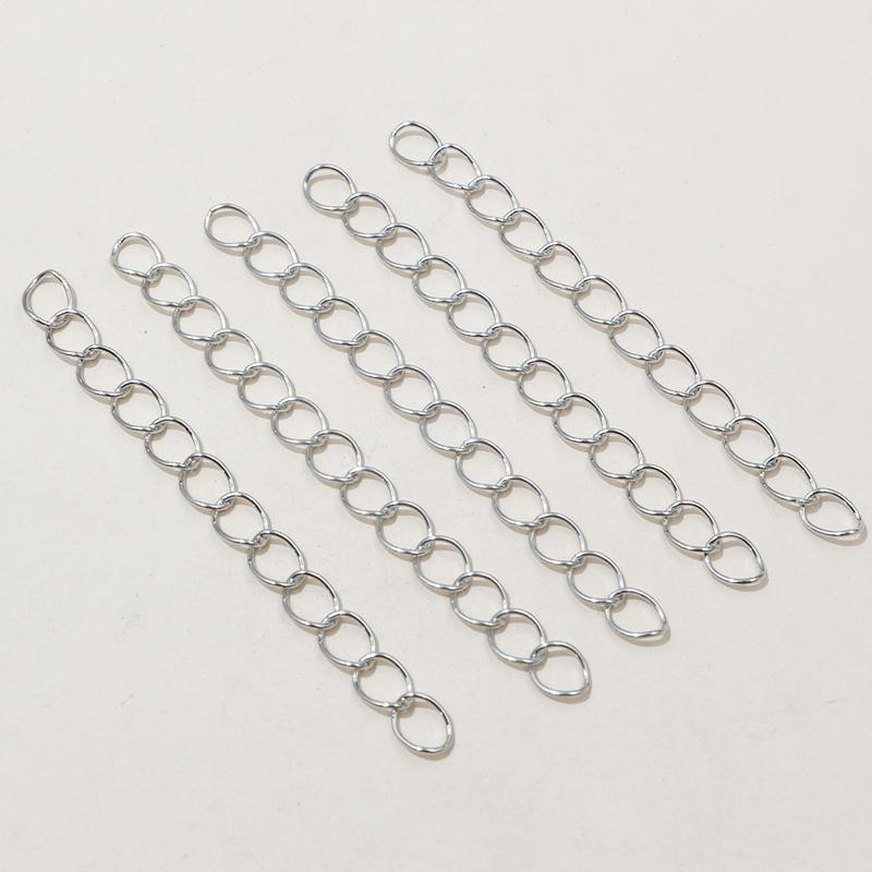 50pcs 50mm Length 3x2/4x3mm Necklace Extension Chain Bulk Tail Chains Extender For Bracelet DIY Jewelry Making Accessories