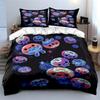 Cute Jellyfish Floating In Night Sky Print Bedding Set 1 Duvet Cover 2 Pillowcases for Adult and Children Luxury Gift Full Size