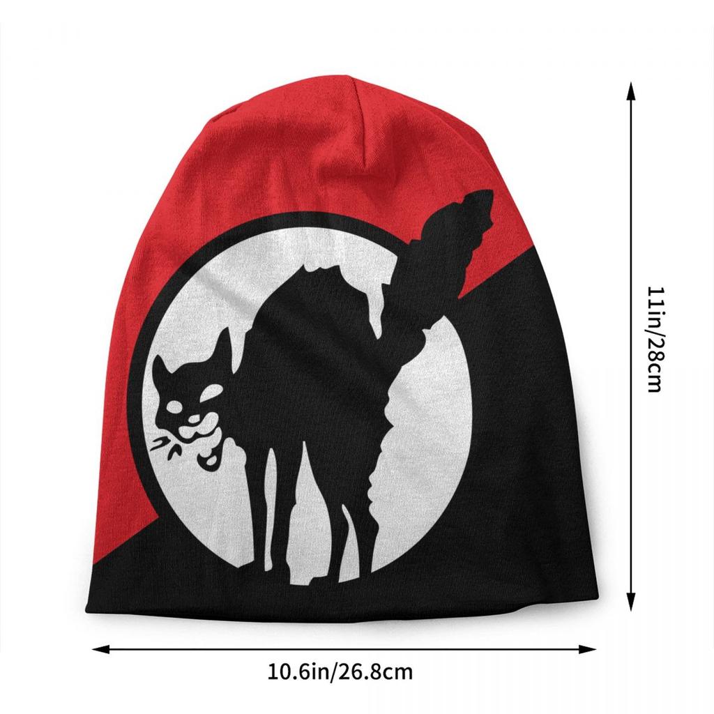 Custom Anarchist Black Cat Flag Skullies Beanies Caps Hip Hop Winter Warm Women Unisex Knitted Hat Adult Unisex Bonnet Hats