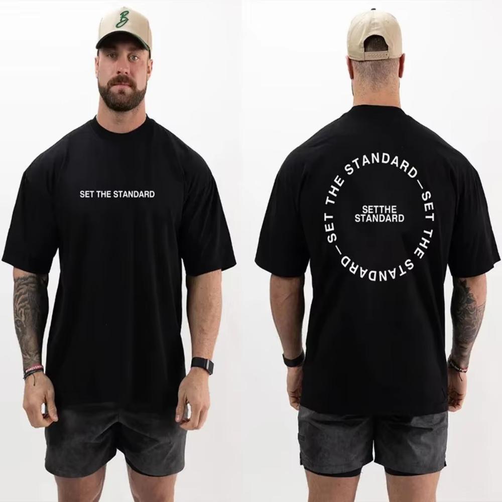 2023 Summer New Muscle Men's High Quality Cotton T-shirt Suitable for Gym Sports Leisure Street Comfortable Top