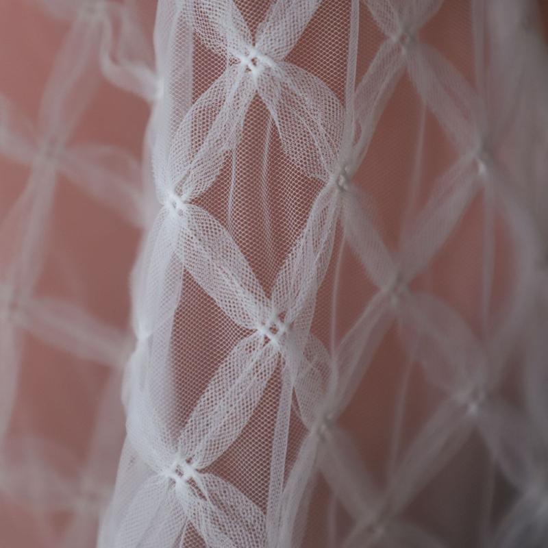 Square Lace Net Fabric Transparent Netting 3D Embroidery DIY Wedding Dress Formal Dress Stage Costume Accessories