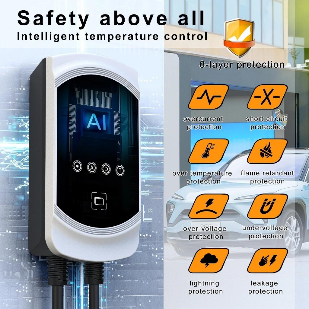 EVSE Wallbox 3Phase Type2 Cable IEC62196-2 Socket APP Control EV Charger Hight Brightness Display Electric Vehicle Charger