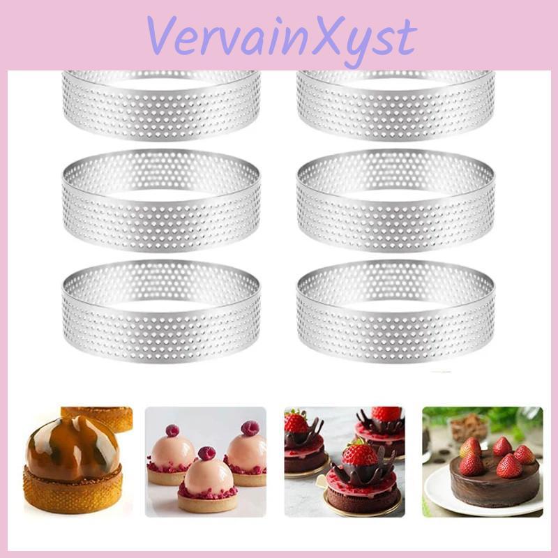 Round Stainless 6pcs Silver 8cm Steel Tart Rings Mould French Dessert Mousse Cake Fruit Tarte Mold For Family Party Baking Tools