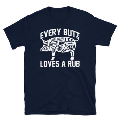 Chaque fesse adore un frottement T-shirt unisexe à manches courtes Pitmaster Barbecue BBQ Porc