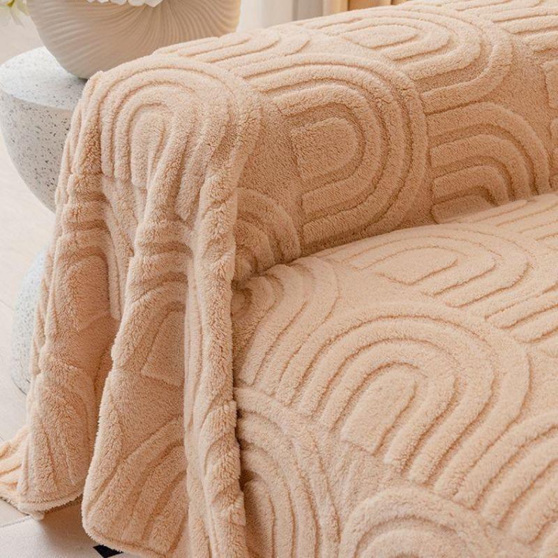 Anti -Scratching Plush Sofa Towel Cover Cloth Sofa Cover Full Covered Four Seasons Universal Sofa Cushion Winter
