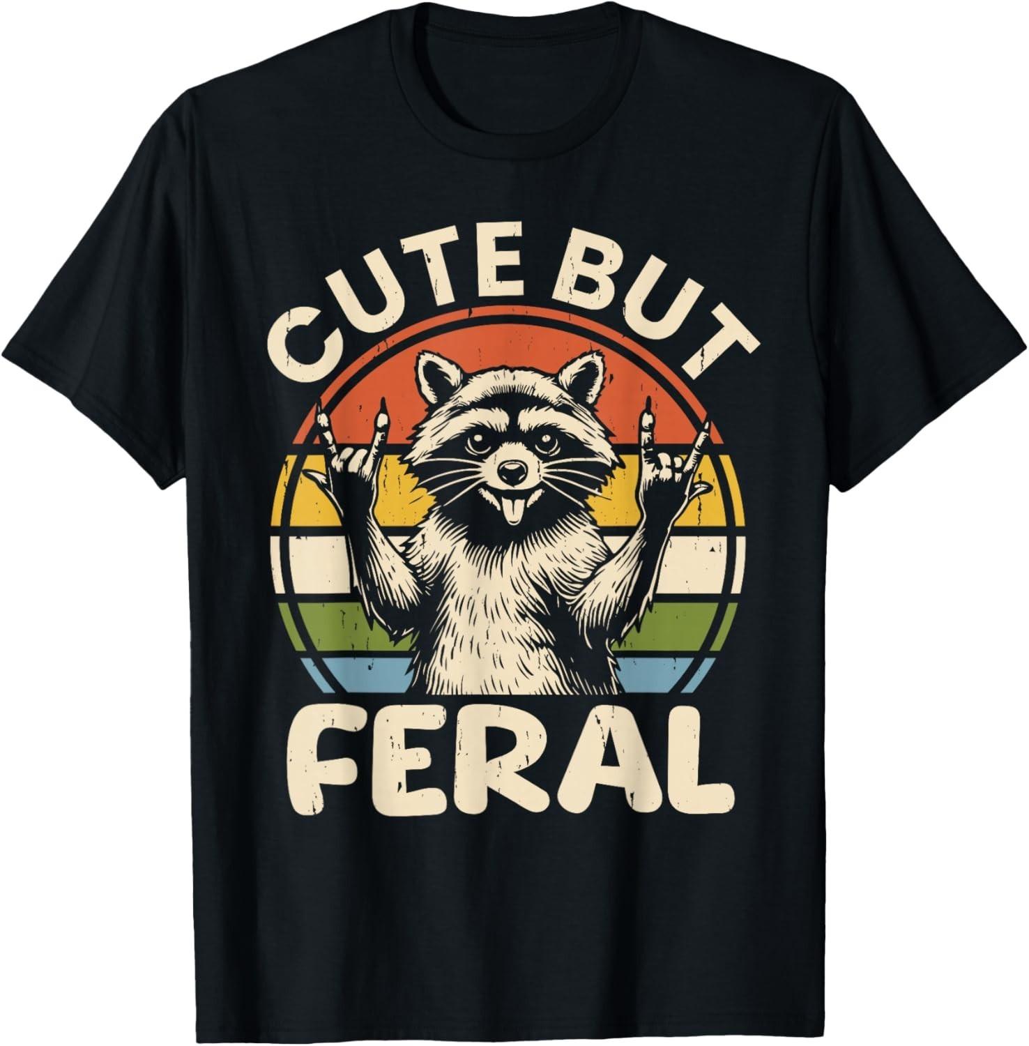 Funny Cute But Feral Boys Girls Funny Raccoon Toddler Gift Unisex T-Shirt S разноцветный