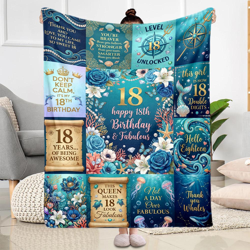 Süße 18. Geburtstags-Flaneldecke - Weich und geeignet für Sofas, Betten, Büros, Reisen, alle Jahreszeiten, tolles Geschenk für Feiertage und Geburtstage.