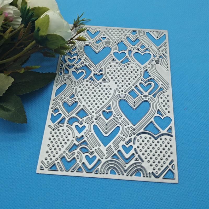Heart Cover Pattern Background Metal Cutting Dies Dots Frame Stencils Die Cut for DIY Scrapbooking Embossing