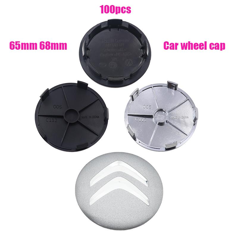 100pcs 3D 68mm 65mm Car wheel emblem Wheel Center Hub Cap auto Rim refit dust-proof badge covers styling accessories For Citroen