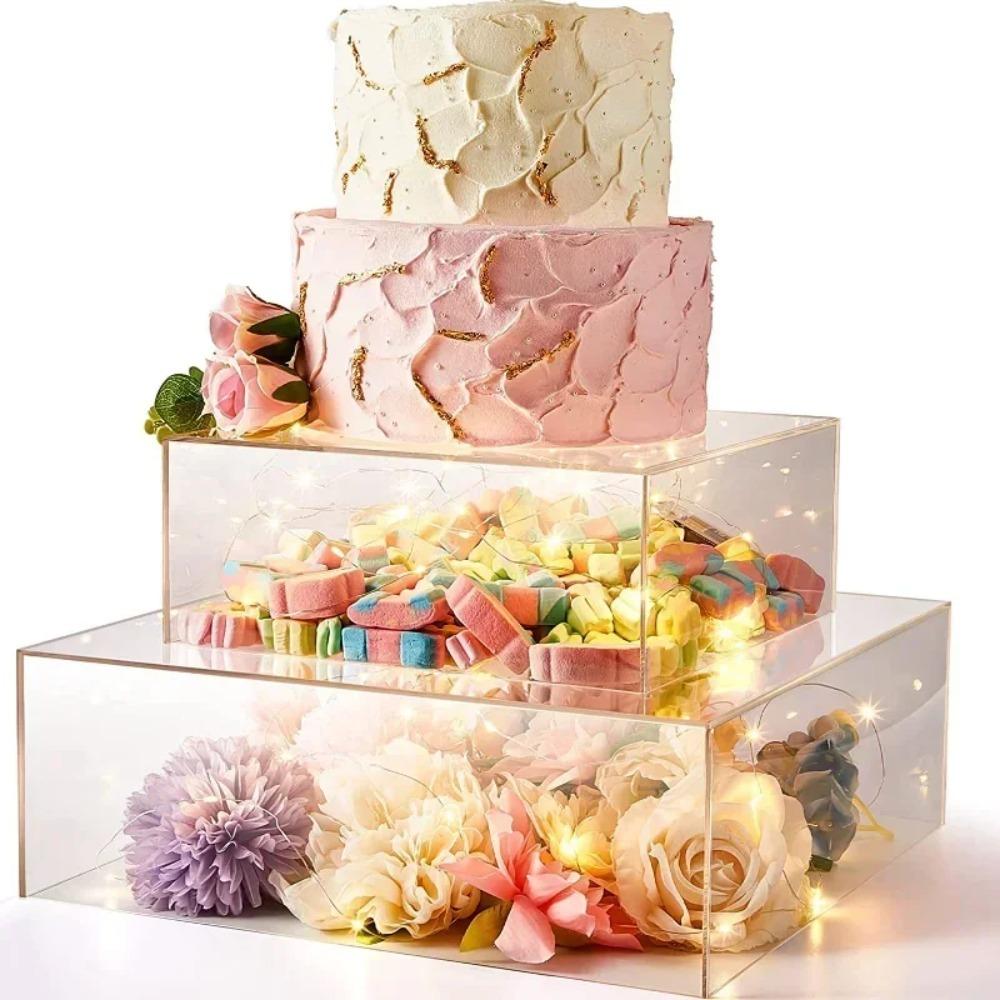 Clear Cake Display Board Round/square Cake Tier Base Commercial Dessert Display Holders  Bakery