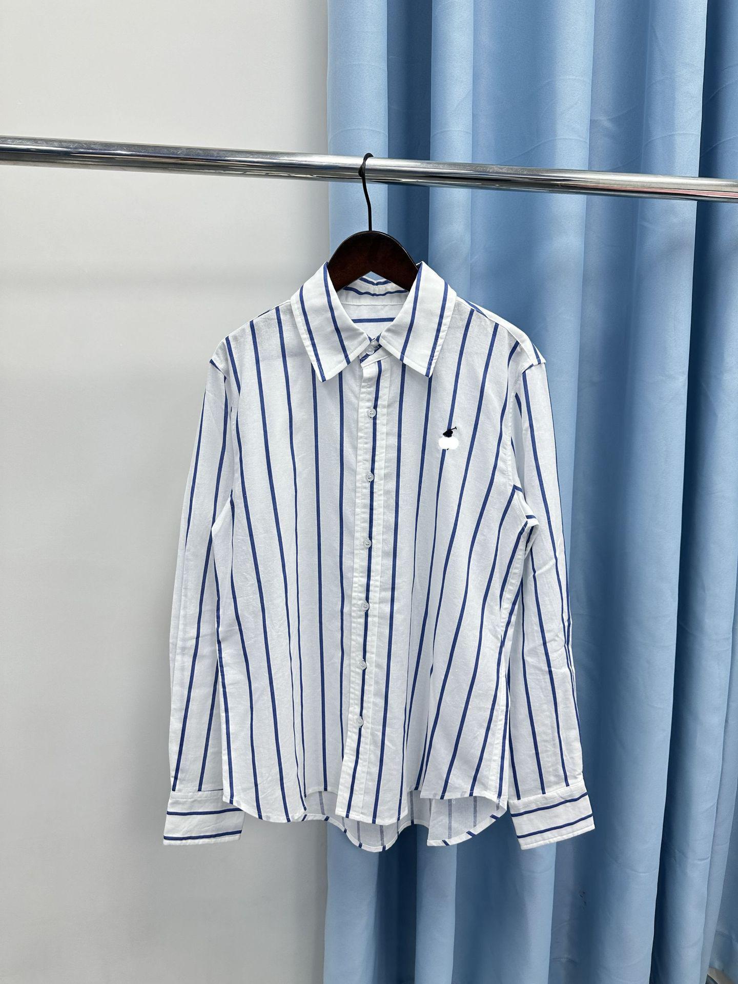 

RL Cross-border Linen Stripe Shirt with Embroidered Small Horse - Unisex Business Casual Old Money Style XL білий