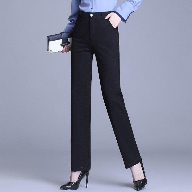 Woman Winter Korean Fashion Comfortable Casual Straight Leg High Waist Stretch Trousers Elegant Harajuku Office Ladies Pants