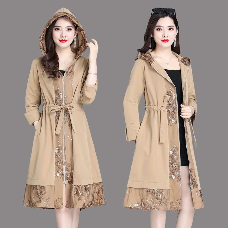 Popolare Trench da Donna di Media Lunghezza Stile Coreano Giacca a Vento Primavera Autunno Moda Stile Taglie Grandi Cappotti Tendenza Top 5XL