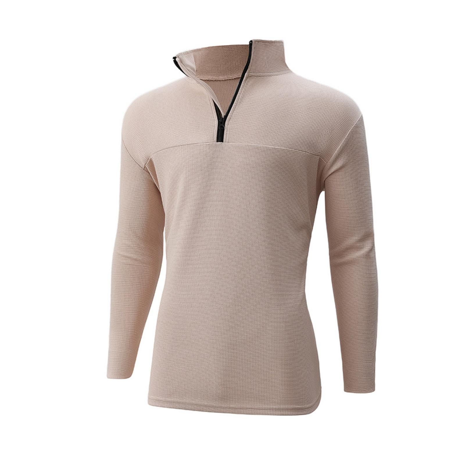 

Men s And Women s Casual Solid-color Long-sleeved T-shirts, Men s Sporty Breathable Stand-up Collar Half-zipper Top XXL