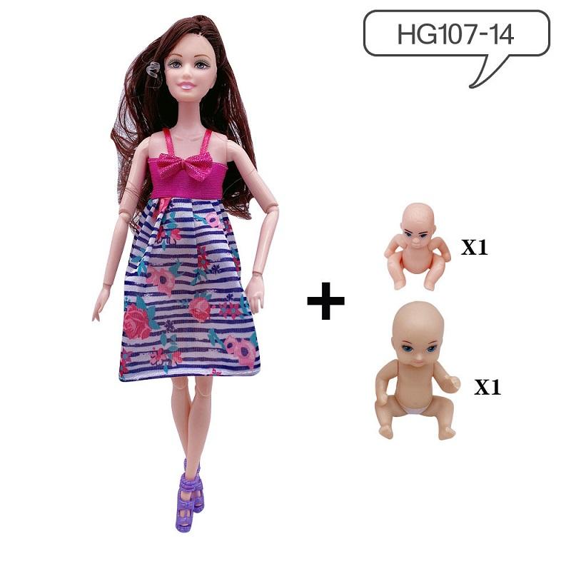 11.5 Inches Pregnant Doll Mom Have 2Pcs Baby In Her Tummy with 1Pc Clothes Educational Dolls Girl Toy for Girl Gift