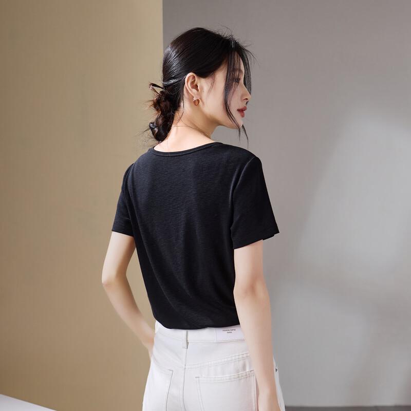 SOFSIL Women's U-Neck Solid Short Sleeve T-Shirt