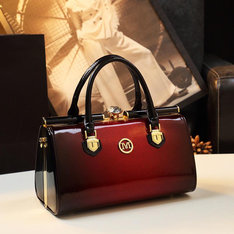 2024 Women's Rhinestone Clip Shoulder & Hand Bag – Stylish Pillow Shape In Bright Leather