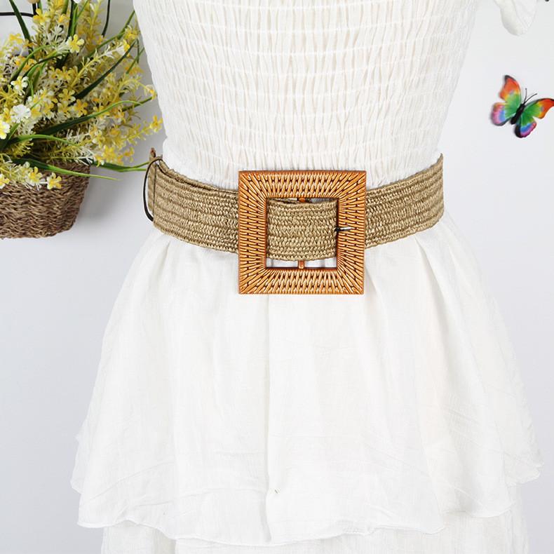Waist Rope Weave Round Buckle Square Buckle Women Single Loop Waist Belt Gift