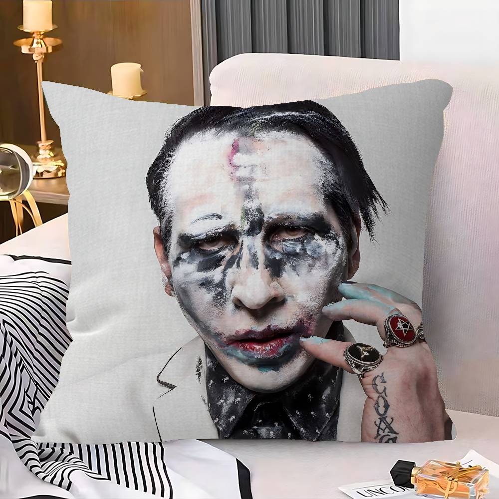 Rock Band M-Marilyn M-Manson Cushion Cover Pillowcase Upholstery Sofa Throw Pillow Home Decor Pillowcas