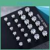 Water Crystal Geometric Stud Earrings For Women With Micro Setting Design