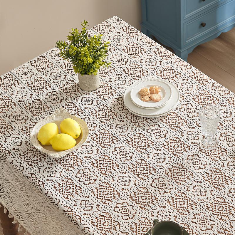 American Retro Pastoral Hollow Crochet Tablecloth Rectangular Round Dining Table Coffee Table Tablecloth Cabinet Cover Towel Household