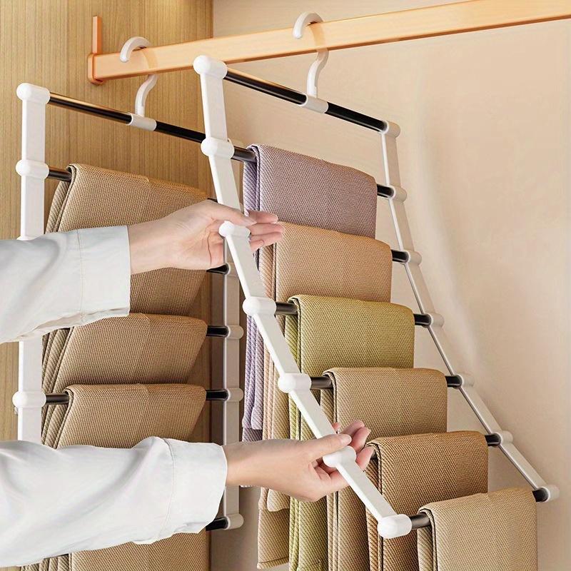 Stainless Steel Foldable Pants Hangers - Space Saving, Closet Organizers for Jeans, Leggings, Trousers, Slacks