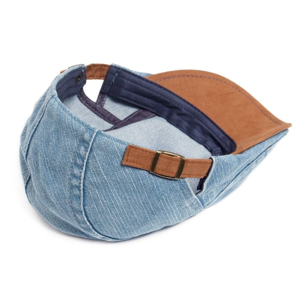 Denim Cotton Beret Hat Soft Material Peaked Cap Adjustable Flat Visor Hat Casual Wear