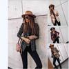 Women's Plaid Print Double Breasted Blazer Lapel Collar Long Sleeve Slim Fit Short Coat Vintage Outerwear