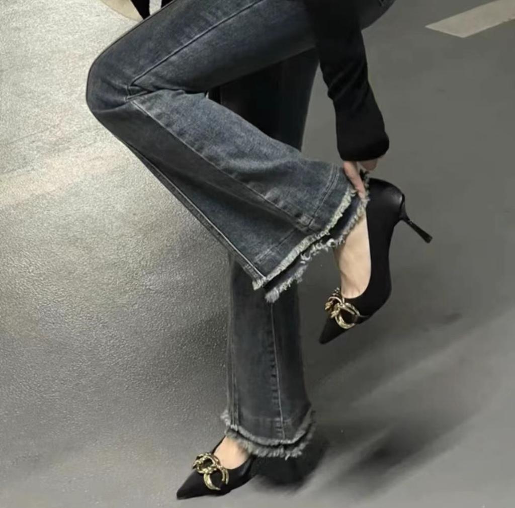New Style High-heeled Shoes - Thin Heel, Niche Pointed Toe, Shallow Toeless Design for Women