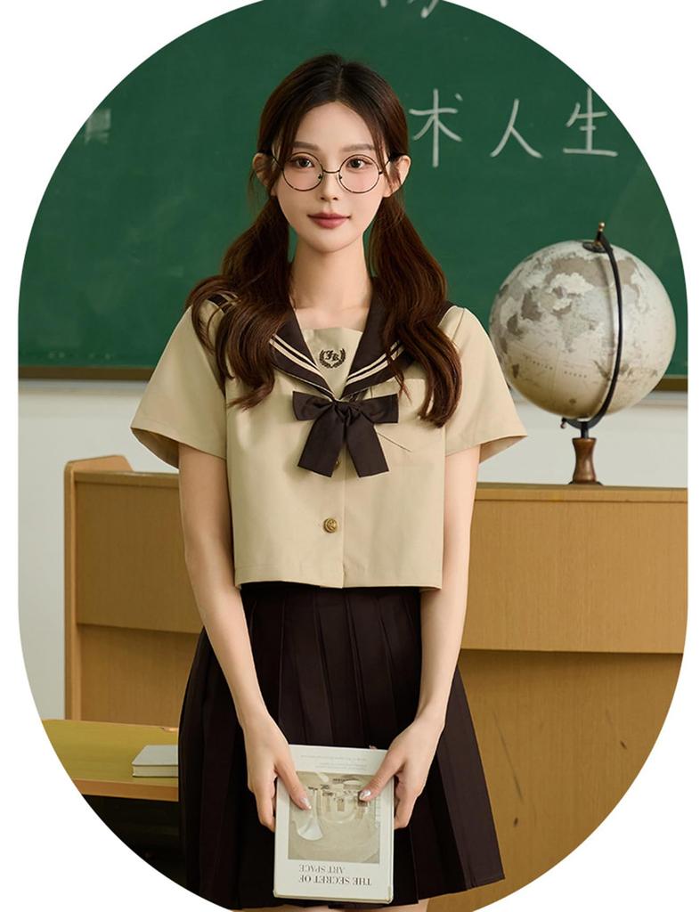 Sailor autentisk lang kort ermet sailor high school jente sløyfe skole skole JK skole britisk high school kulturell kostyme [Yi-gog] uniform, uniform,