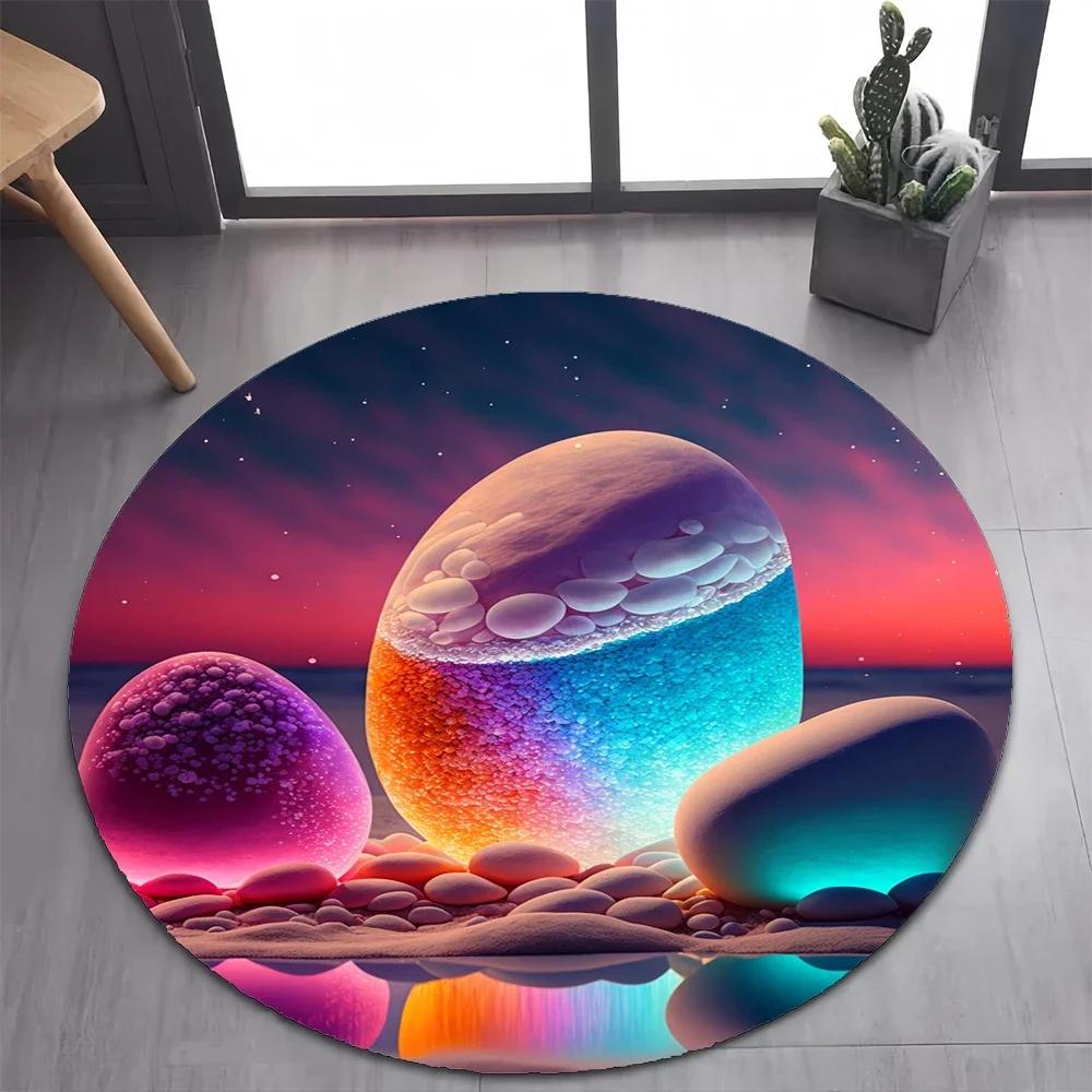 Colorful Pebble Rainbow Road Beach Stone 26 Style New Round Carpet Rug for Bedroom Living Room Decoration,pet Decor Floor Mat