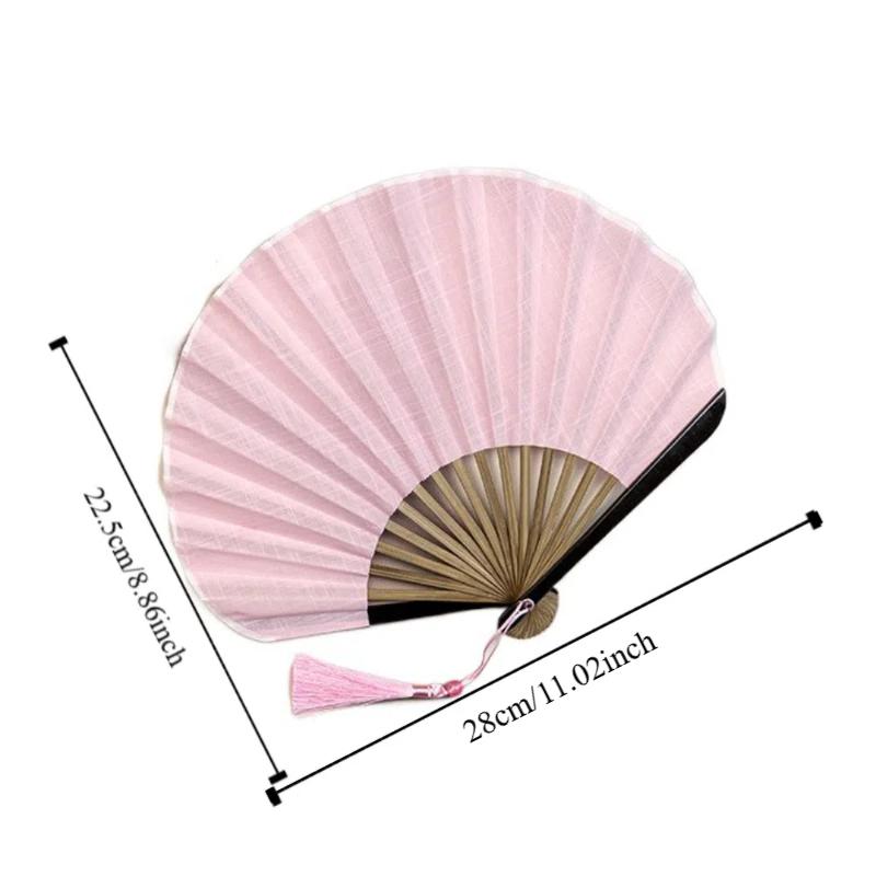 Chinese Folding Hand Fan Cotton Linen Cloth Handheld Fan Cute Mini Shell Fan  Home Decoration