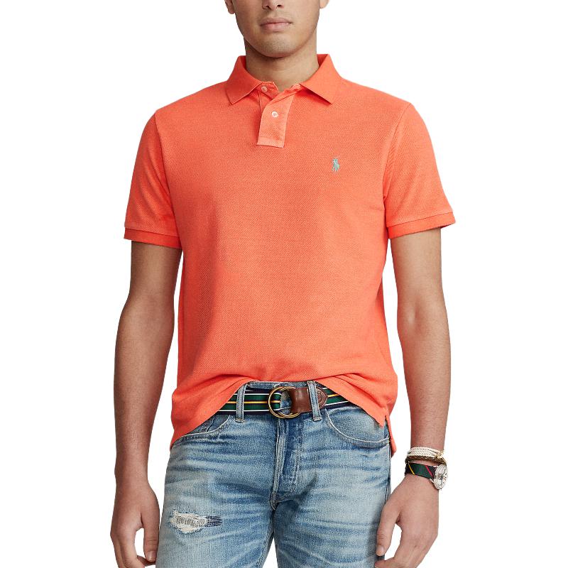 Polo Ralph Lauren Solid Color Logo Embroidered Straight Fit Short Sleeve Polo Shirt Men Tops Orange MNPOKNI1N821132-800