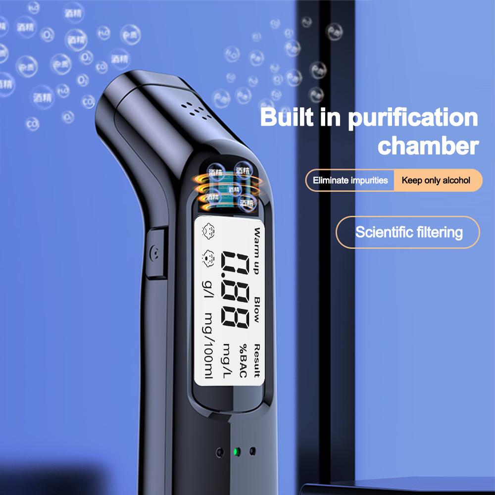 Non-Contact High-Precision Alcohol Tester Digital LCD Screen USB Rechargeable Breath Alcohol Tester Breathalyzer Analyzer For Household