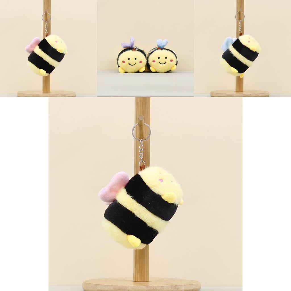Adorable Bee Plush Doll Keyring With Short Pile Fabric For Kids And Collectors
