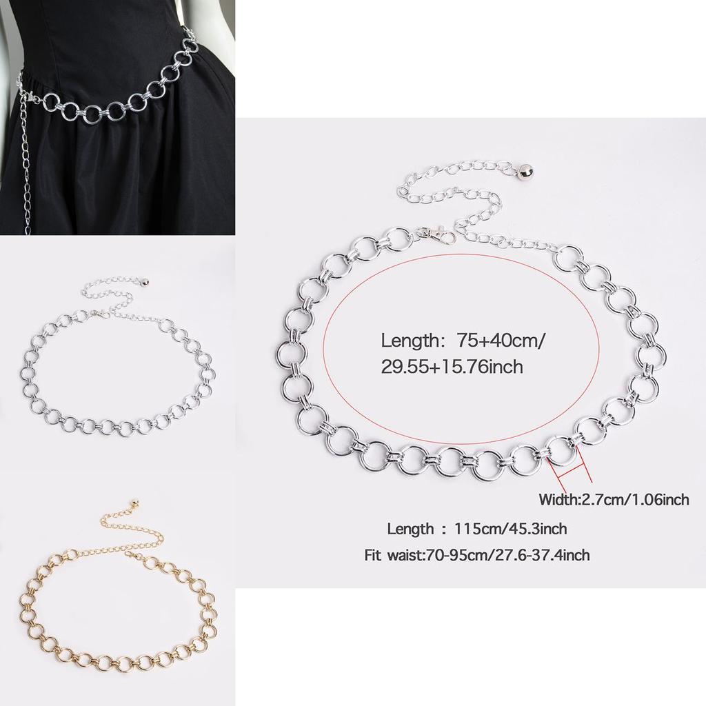Elegant Gold And Silver Metal Waist Chain With Hook Closure For Daily Fashion