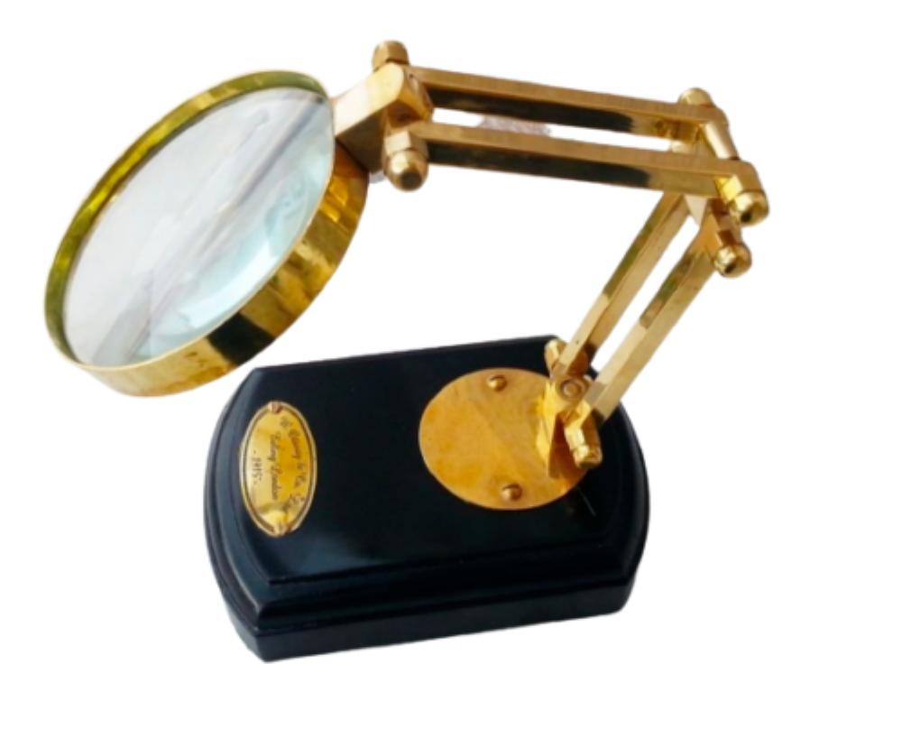 Nautical Desk Magnifier Wooden Base Foldable Magnifying Glass